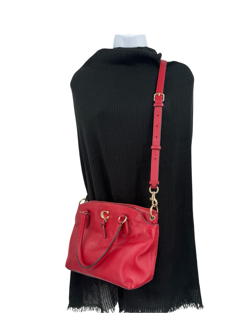 Coach Remi Pebbled Leather Satchel Crossbody Bag Tru Red - Picture 2 of 16